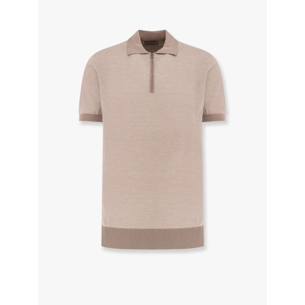 Corneliani Men Striped Cotton And Silk Polo Shirt